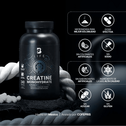 Creatina Monohidratada Micronizada | B Life |  240 Cápsulas