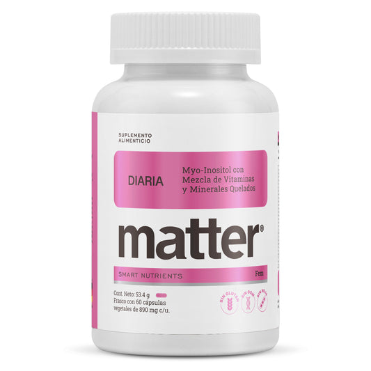 Inositol, Vitaminas y Minerales Diaria Matter Fem 890 mg | Bienestar Femenino Diario | 60 Cápsulas vegetales