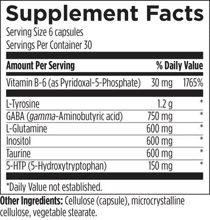 Vitamina B6, L-Tirosina, L-Glutamina, GABA y más Neurolink™ de  Designs for Health | Promueve la Función Cerebral y Cognitiva | 180 cápsulas vegetales