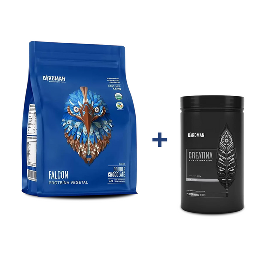 Combo Birdman | Creatina 600mg + Proteína Falcon Vegetal sabor chocolate 1.5kg | Ganar masa muscular