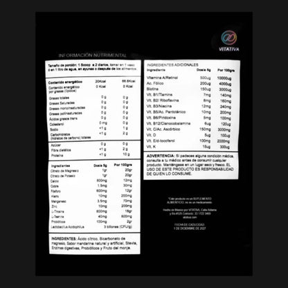 Citrato de Magnesio y Potasio, Multivitaminas y Minerales con Probióticos de Vitativa Elemental Kids - Nutrición infantil | Apoyo Inmunológico | Presentación de 200g de diferentes sabores