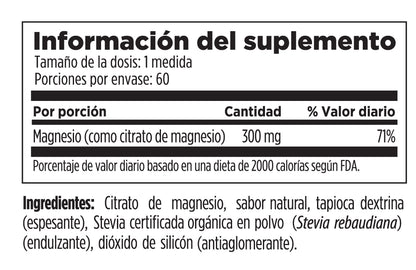 Citrato de Magnesio en Polvo 300mg de Designs For Health | Promueve un Bienestar Intestinal de Relajación y Regularidad - Favorece el buen descanso | 240g Sabor a Limón
