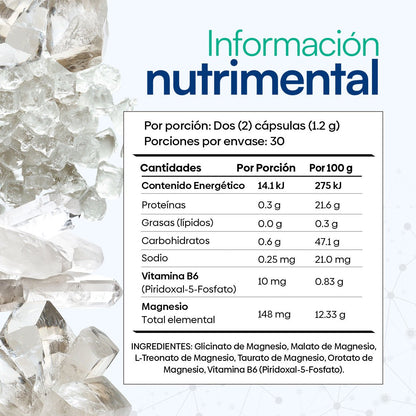 Magnesio ULTRA | Citrato + Glicinato + Oroato + Gluconato con Vitamina B6 de Vida Labs - Relajación Muscular y Reducción de Calambres | 60 Cápsulas Vegetales