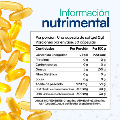 Ultra Omega 3 EPA y DHA de Vida Labs | Apoyo de la Función Cardiovascular y Reduce la Inflamación, Ayudando a Aliviar Dolores y Malestares | 30 Cápsulas Blandas
