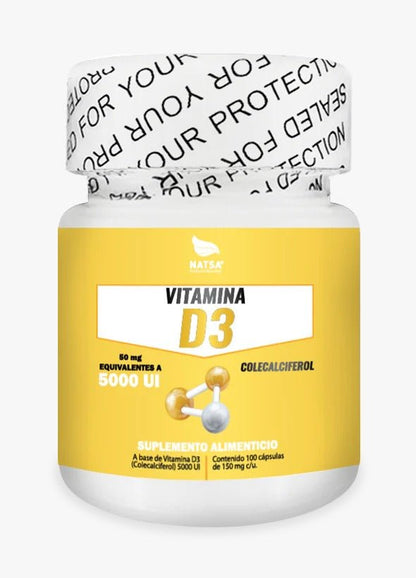Vitamina D3  5000 IU Natsa | Contribuye al mantenimiento de huesos fuertes | 300 cápsulas blandas