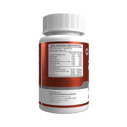 Citrato de Zinc, Selenio de metionina y Vitamina C en una matriz de fibra prebiótica 400mg de Entera Pharma | Apoya la función del sistema inmunológico | 60 tabletas vegetarianas