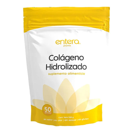 Colágeno Hidrolizado de Tipo 1 y 3 10g por porción de Entera Pharma | Favorece la elasticidad y firmeza de la piel - Apoya la función de Huesos y Articulaciones | Polvo de 500g - 50 porciones