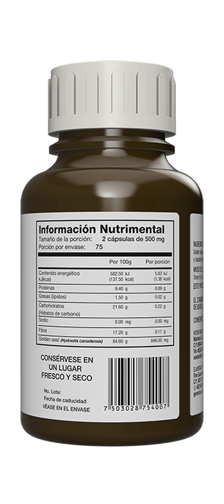 Golden Seal Hierba 500mg Adaptoheal | Promueve la función Inmune y Digestiva | 150 Cápsulas Vegetales