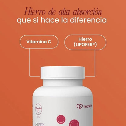 Iron Plus con Vitamina C 50mg de NutriADN | Refuerza el sistema inmunológico | 120 cápsulas vegetales