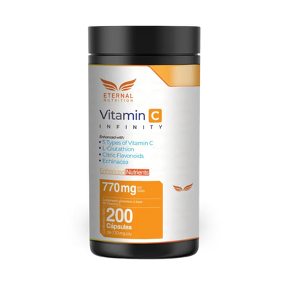 Vitamina C, Zinc, Echinacea y Jengibre  Infinity Eternal Nutrition | Favorece la producción de colágeno | 200 cápsulas