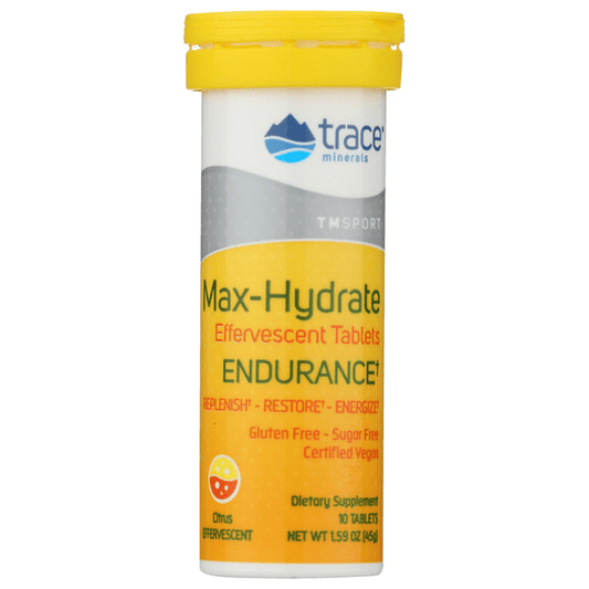 Citrato de Magnesio + Calcio + Potasio Max-Hydrate Endurance de Trace Minerals | Rehidrata tras ejercicio intenso | 10 tabletas