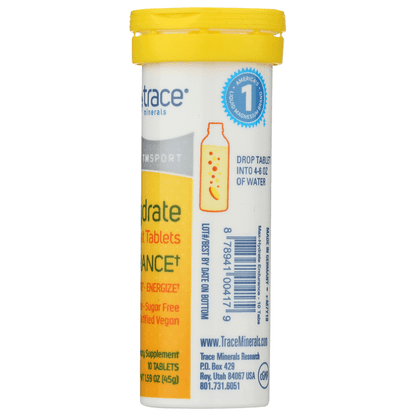 Citrato de Magnesio + Calcio + Potasio Max-Hydrate Endurance de Trace Minerals | Rehidrata tras ejercicio intenso | 10 tabletas
