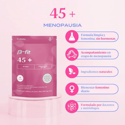 Isoflavonas 45+ Femme de B-fit  | Equilibrio femenino, apoya etapa de menopausia  | 60 cápsulas