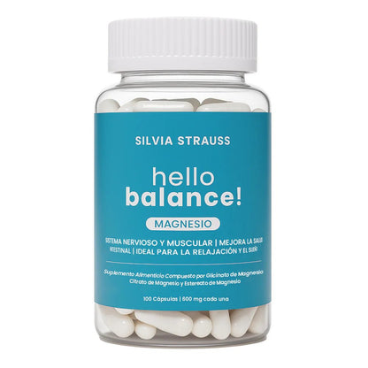 Magnesio Hello Balance! de Silvia Strauss | Energía y Relajación Muscular | 100 Cápsulas