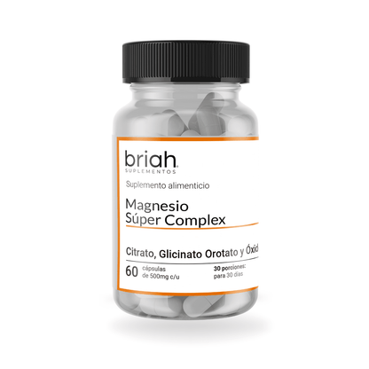 Magnesio Súper Complex | 4 tipos de Magnesio + Vitamina b6 | 60 Cápsulas