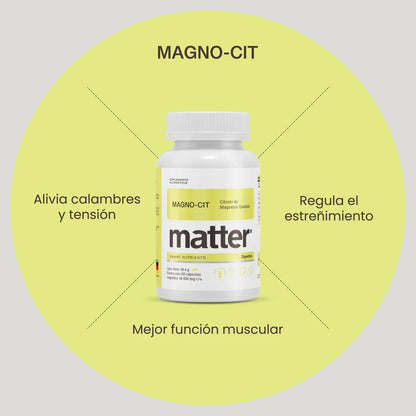 Citrato de Magnesio Quelado Magno-Cit Matter 820 mg | Bienestar Muscular y Nervioso | 120 Cápsulas Vegetales