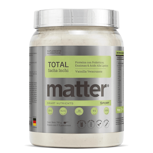 Proteína en Polvo con Probióticos y Enzimas Digestivas |Mezcla Vegana de Sacha Inchi, Chícharo y Arroz | Total Sport de Matter | 700g