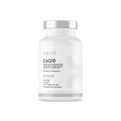 | CoQ10 de Cellx |Coenzima Q10 (CoQ10) Liposomal, ALA, Vitamina C, Fosfatidilcolina, Magtein®, PQQ, Astaxantina, Ribosa, Bioperine®  30 Cápsulas