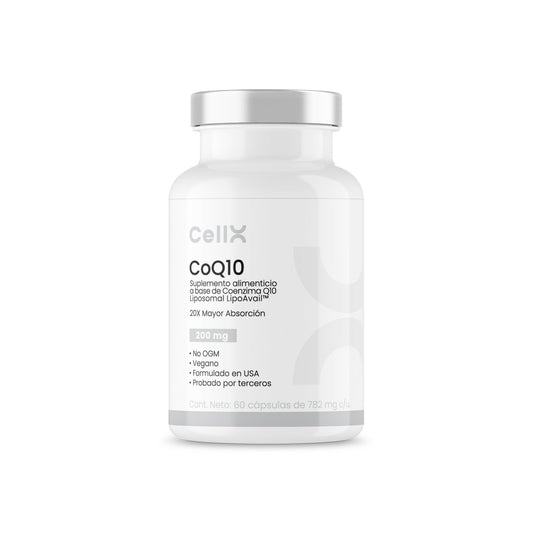 | CoQ10 de Cellx |Coenzima Q10 (CoQ10) Liposomal, ALA, Vitamina C, Fosfatidilcolina, Magtein®, PQQ, Astaxantina, Ribosa, Bioperine®  30 Cápsulas