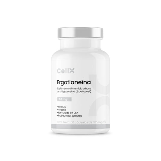 | Ergotioneína de CellX | Ergotioneína ErgoActive®, NAD, TUDCA, Quercetina, ALA, Cúrcuma y Bioperine® 60 Cápsulas