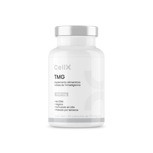 | TMG de Cellx | TMG, Quatrefolic®, Betaina HCI, NAC, Vitamina B6 y B12 60 Cápsulas