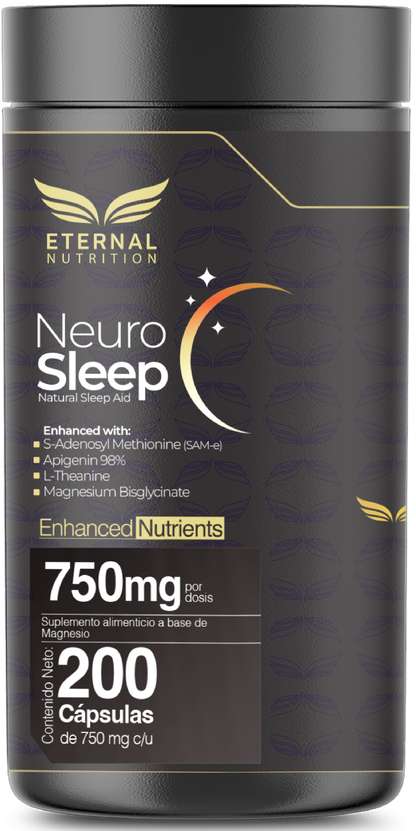 Magnesio, L- Teanina, SAM-e y Apigenina 98 % Neuro Sleep Eternal Nutrition | Descanso y relajación | 200 Cápsulas