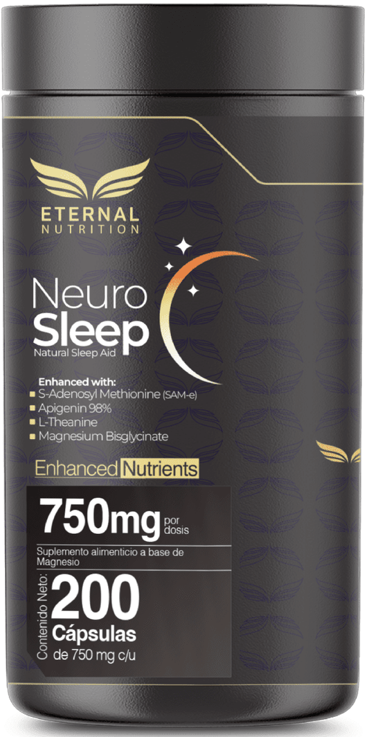 Magnesio, L- Teanina, SAM-e y Apigenina 98 % Neuro Sleep Eternal Nutrition | Descanso y relajación | 200 Cápsulas