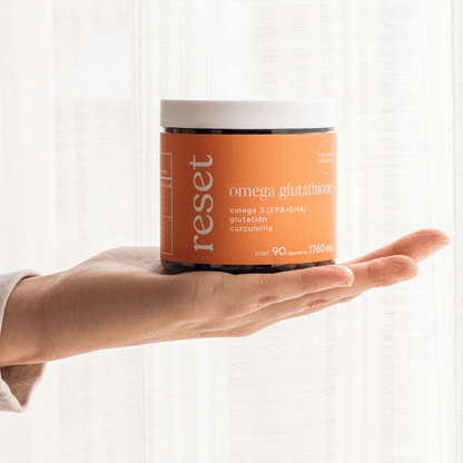Omega 3 (EPA y DHA), glutatión reducido, curcuminoides y extracto de pimienta negra | Omega Glutathione+ de Reset | Apoyo Antioxidante | 90 cápsulas