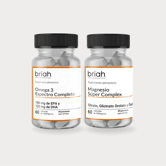 Omega 3 espectro Completo + Magnesio Súper Complex | Kit esencial de briah | 60 Cápsulas