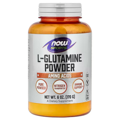 L-Glutamina en Polvo de NOW Sports 5000 mg | Mantenimiento de la masa muscular, bienestar intestinal | 170 g 34 Porciones