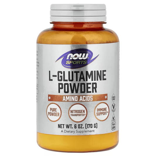 L-Glutamina en Polvo de NOW Sports 5000 mg | Mantenimiento de la masa muscular, bienestar intestinal | 170 g 34 Porciones