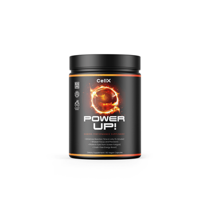 | Power Up de Cellx | GamePhyt™ , L-Teanina, N-Acetil L-Tirosina, Dynamine™, Macu-LZ™ , Huperzina A, Astaxantina, Alpha GPC GeniusPure®, Rhodiola, Ginkgo Biloba 100:1, Cafeina Anhidra, B6 y B12  90 Cápsulas