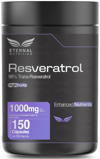 Resveratrol 98%  1000 mg por dosis Eternal Nutrition | Bienestar cardiovascular | 300 cápsulas