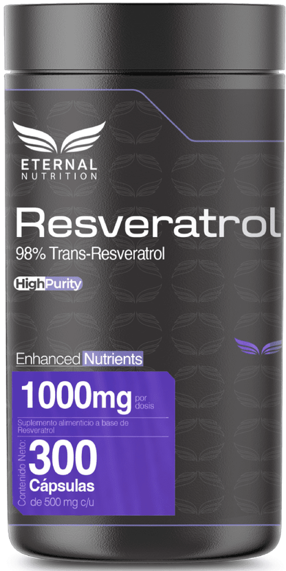 Resveratrol 98%  1000 mg por dosis Eternal Nutrition | Bienestar cardiovascular | 300 cápsulas