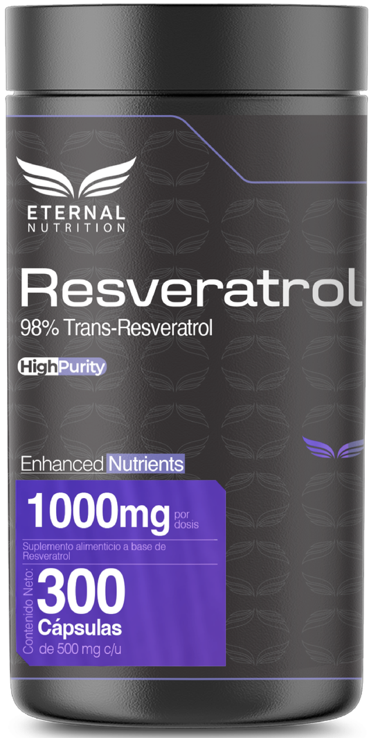 Resveratrol 98%  1000 mg por dosis Eternal Nutrition | Bienestar cardiovascular | 300 cápsulas