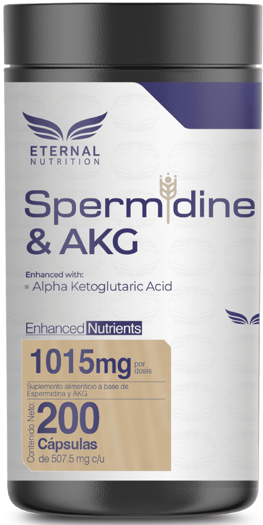 Spermidina y AKG Eternal Nutrition | Metabolismo celular y envejecimiento saludable | 200 cápsulas