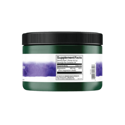 Citrato de Magnesio en Polvo 630 mg de Swanson | Promueve la relajación muscular, y ayuda en la absorción de calcio | 244g sin sabor
