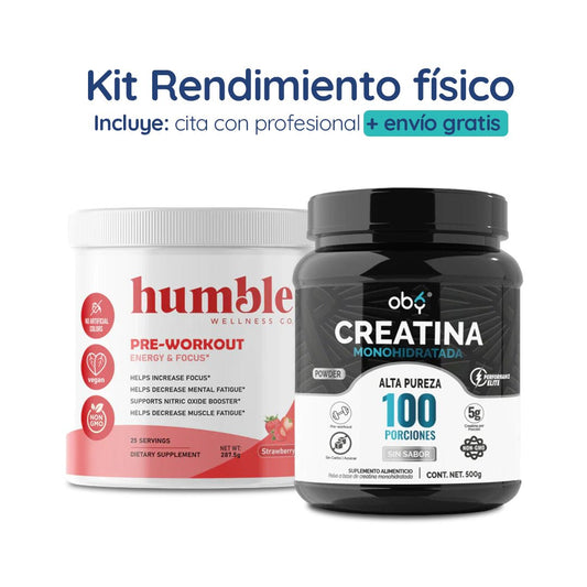 Kit completo para el Rendimiento Físico | Creatina monohidratada y Pre-Entreno con L-citrulina, beta alanina y rhodiola