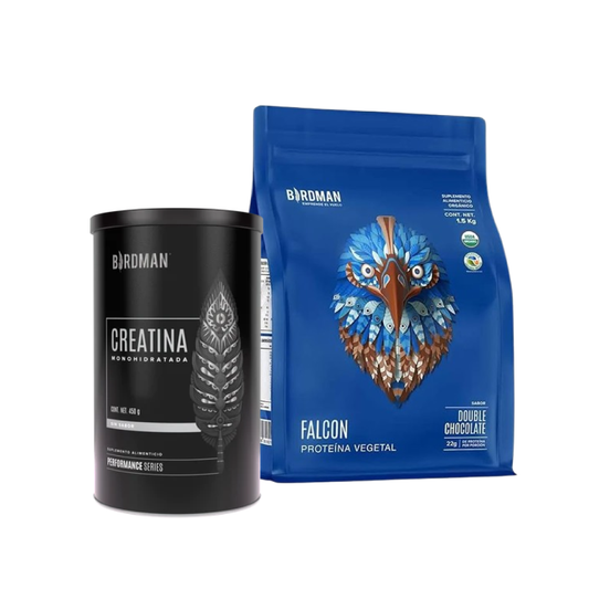 KIT BIRDMAN | Proteína Vegetal Falcon Double Chocolate 1.8kg + Creatina Monohidratada Birdman Performance 450g | Rendimiento Deportivo y Aumento de Masa Muscular