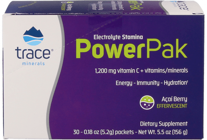Electrolitos en Polvo PowerPak de Trace Minerals - Vitaminas C, B6, B12 y Minerales Esenciales para potenciar la Energía | Gran Variedad de Sabores con 30 Sobres  c/u