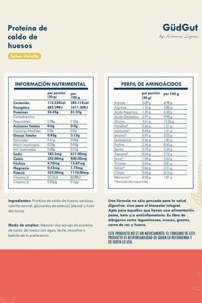 Proteína caldo de huesos de GüdGut | Huesos y Articulaciones |  500 g Varios Sabores
