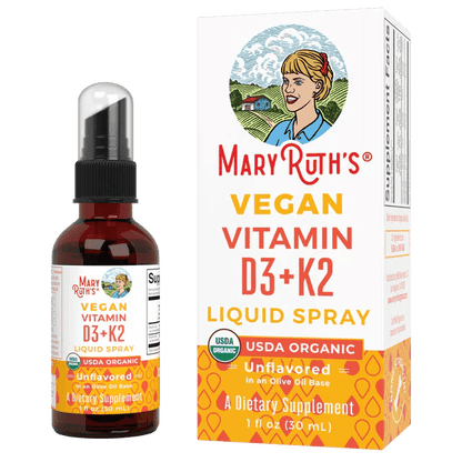 Vitamina D3 + K2 vegana de MaryRuth’s | Apoya la salud del sistema inmunológico | 30 ml