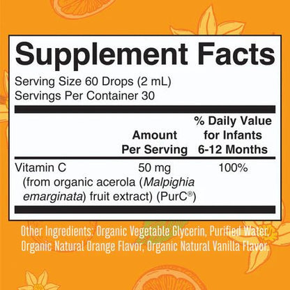 Vitamina C Líquida Orgánica para Bebés, MaryRuth’s | Apoyo inmune |60 ml